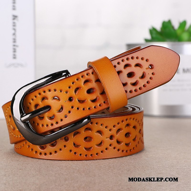 Damskie Paski Sklep Skóra Bydlęca Koronka Moda Trendy Pure Czarny