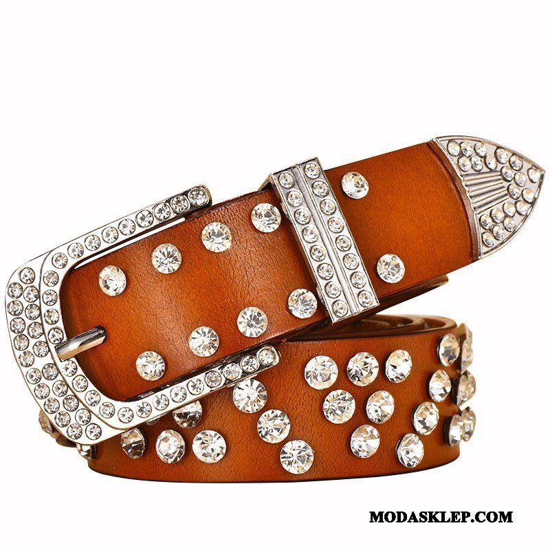 Damskie Paski Tanie Moda Rhinestone Damska Wszystko Pasuje Dekoracja Biały
