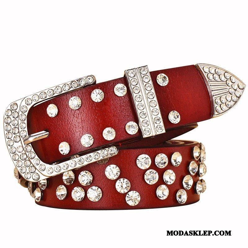 Damskie Paski Tanie Moda Rhinestone Damska Wszystko Pasuje Dekoracja Biały