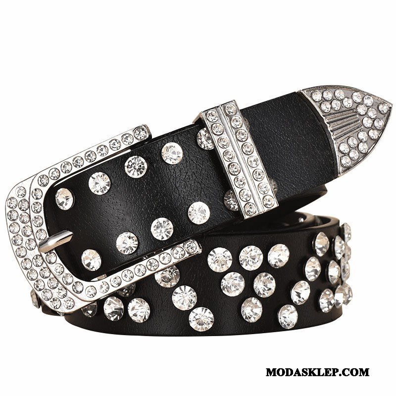Damskie Paski Tanie Moda Rhinestone Damska Wszystko Pasuje Dekoracja Biały