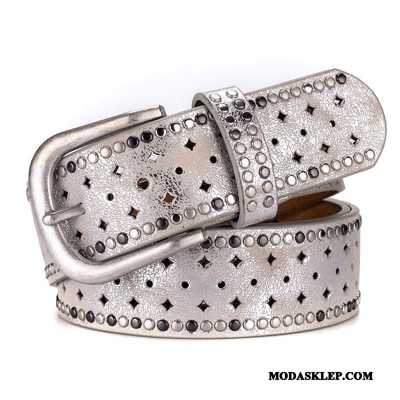 Damskie Paski Tanie Pin Klamra Denim Rhinestone Casual Moda Niebieski Złoty Proszek