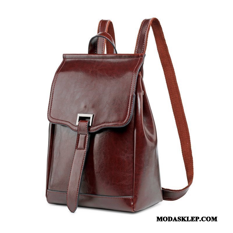 Damskie Plecak Oferta 2019 Moda Nowy Skóra Bydlęca Prawdziwa Skóra Burgund