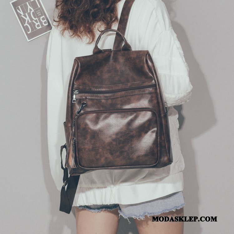Damskie Plecak Online 2019 Miękka Skóra Moda Duża Pojemność Nowy Różowy