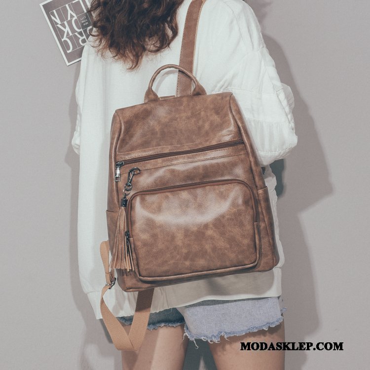Damskie Plecak Online 2019 Miękka Skóra Moda Duża Pojemność Nowy Różowy