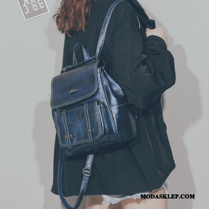 Damskie Plecak Online Casual Tornister Szkolny Moda Student 2019 Niebieski