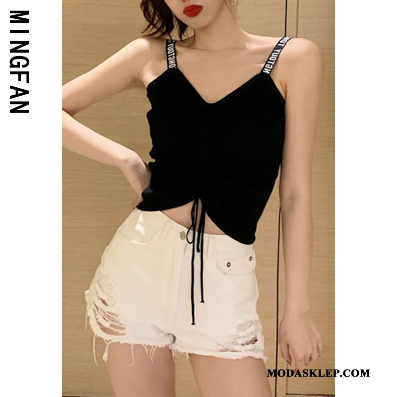 Damskie Podkoszulki Online Slim Fit Bez Rękawów Mały Moda Krótki Proszek