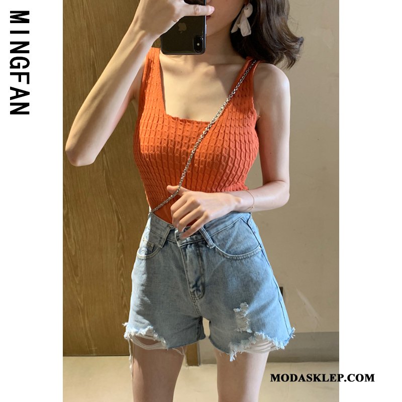 Damskie Podkoszulki Sprzedam Damska Podkoszulek Mały Slim Fit Lato Czerwony