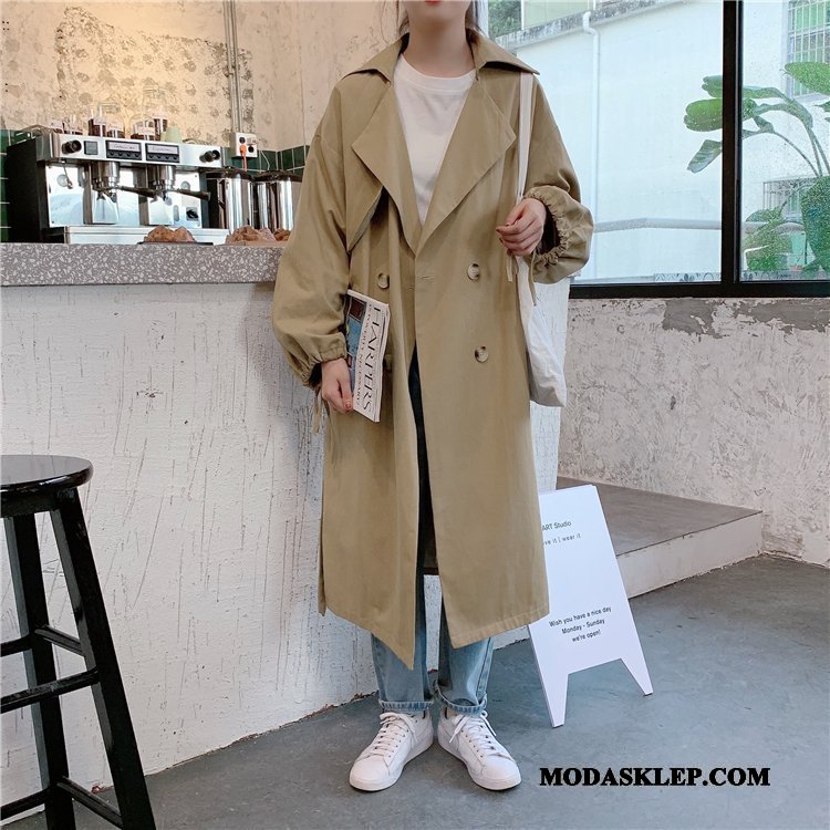 Damskie Prochowiec Kup Eleganckie Płaszcz Szerokie Casual Długie Czarny