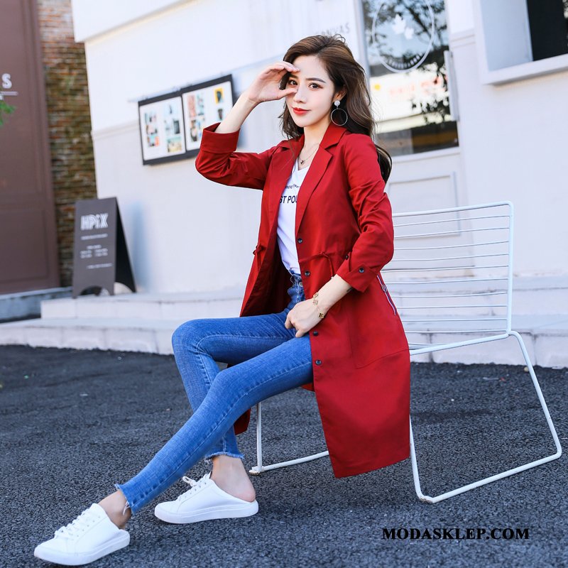 Damskie Prochowiec Oferta 2019 Nowy Garnitury Moda Wiosna Burgund