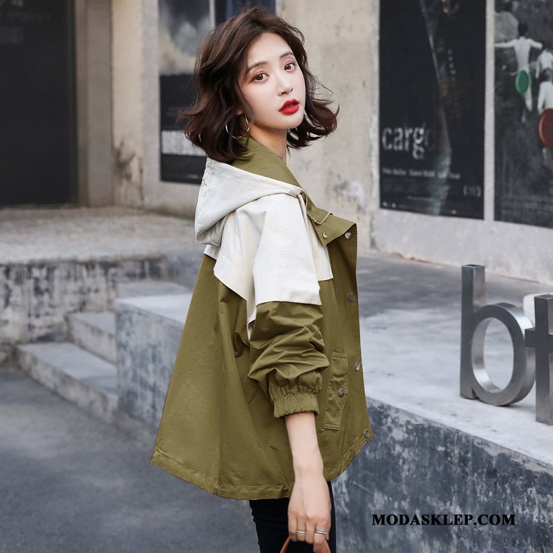 Damskie Prochowiec Online 2019 Casual Nowy Moda Jesień Zielony
