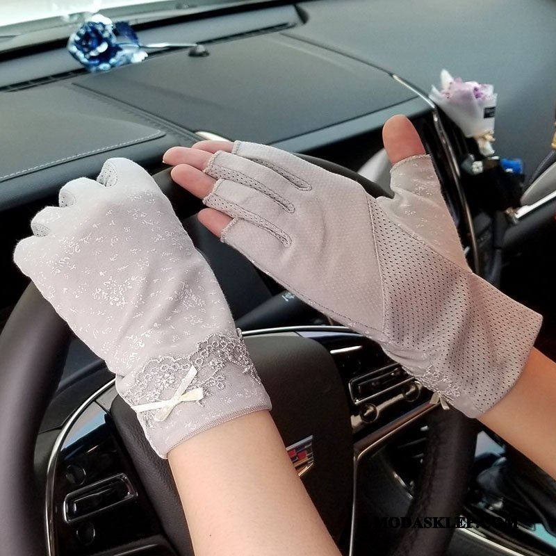 Damskie Rękawiczki Oferta Krótki Ekran Dotykowy Z Bawełny Dla Kierowców Cienkie Khaki