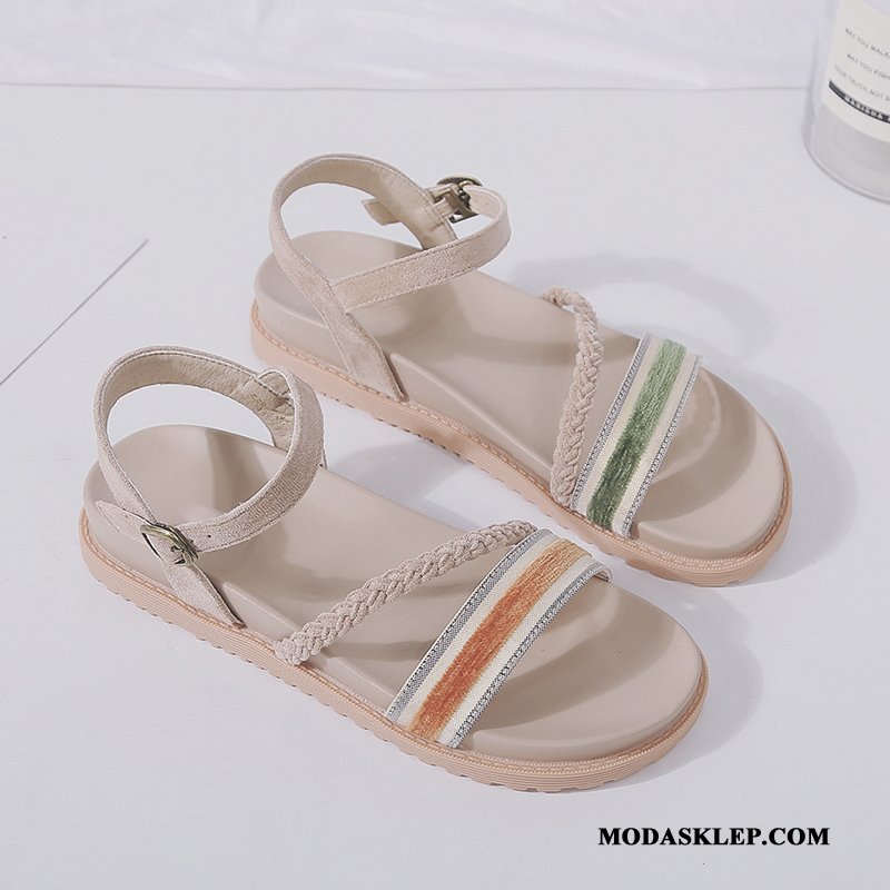 Damskie Sandały Na Sprzedaż Casual Open Toe Buty Płaskie Lato Czarny