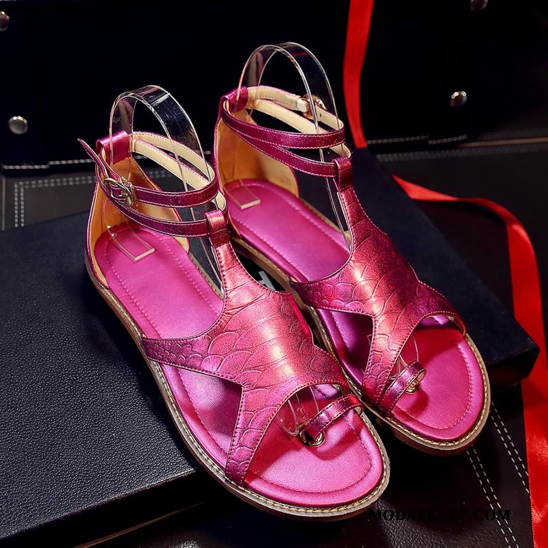 Damskie Sandały Oferta Płaskie Płaskie Buty Lato 2019 Rzym Złoty Srebrny