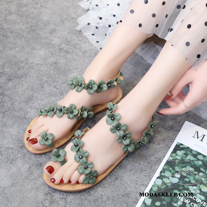 Damskie Sandały Sklep Buty Płaskie Rzym Tendencja Open Toe Czarny