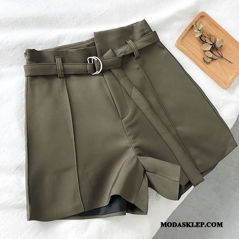 Damskie Spodenki Kup Cienkie Moda Pas Casual Garnitury Czysta Niebieski