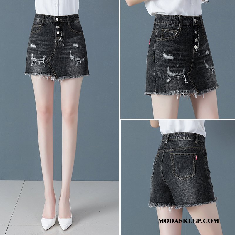 Damskie Spodenki Kup Szorty Tendencja Z Dziurami Wiosna Denim Biały