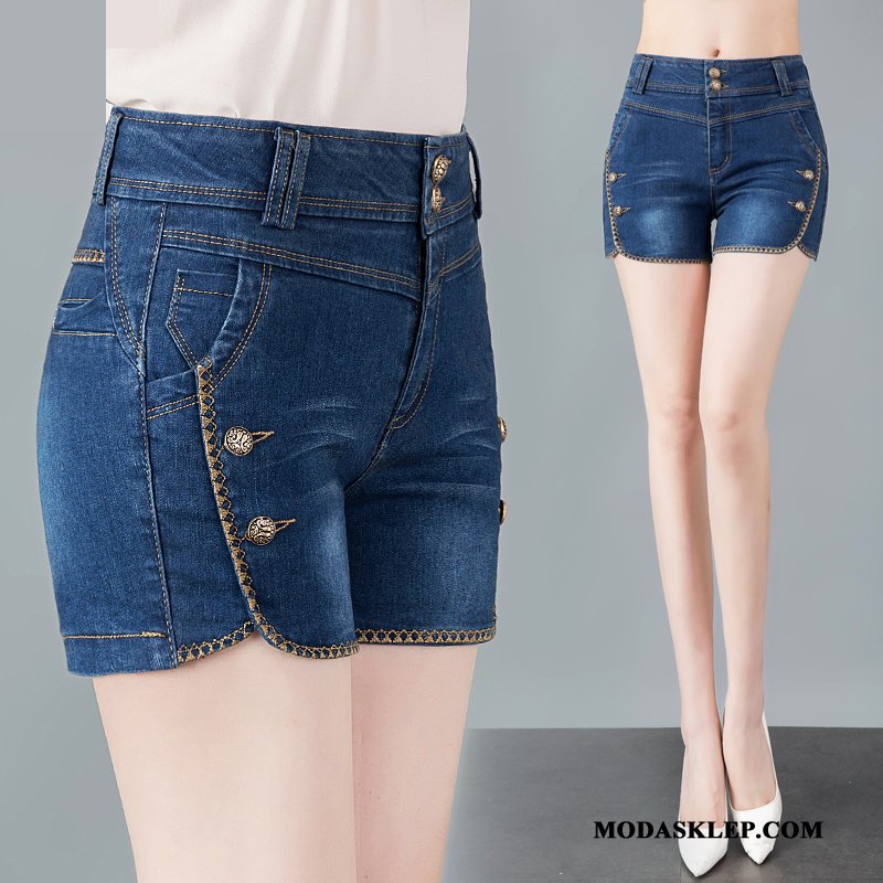 Damskie Spodenki Kup Szorty Tendencja Z Dziurami Wiosna Denim Biały