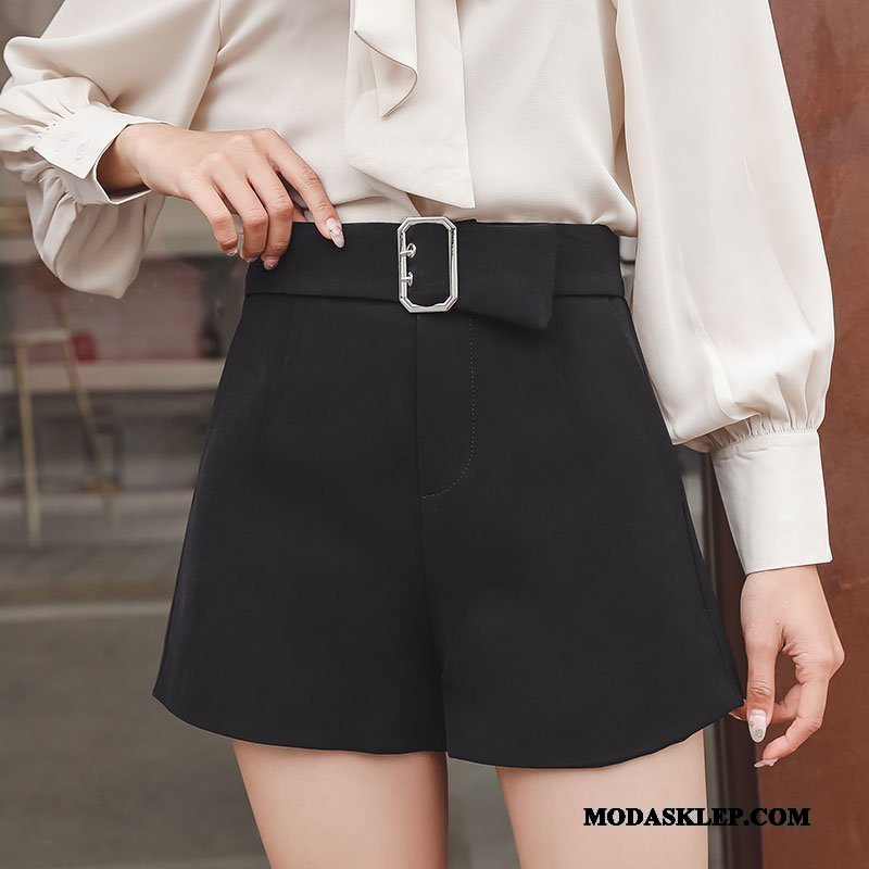 Damskie Spodenki Online Garnitury Szerokie Nowy Szorty Casual Czarny