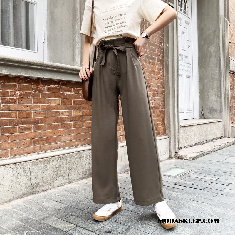 Damskie Spodnie Sklep Cienkie Kwiaty Casual 2019 Nowy Niebieski