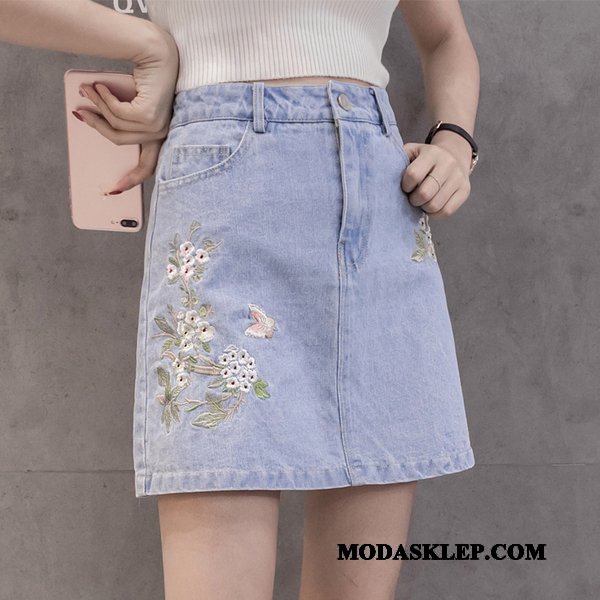 Damskie Spódnica Kup Kwiatowa Denim Krótkie Spódnice Student Słodkie Ciemno Niebieski
