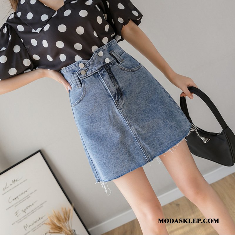 Damskie Spódnica Sprzedam Krótkie Spódnice Lato Denim Moda Wysoki Stan Czarny