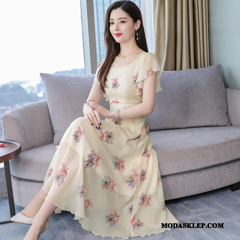 Damskie Sukienka Oferta Eleganckie Damska Super Szyfon Popularny Niebieski