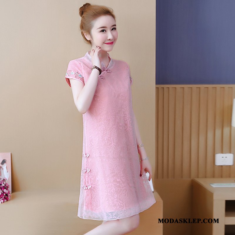 Damskie Sukienka Sprzedam Etniczne Lato Cheongsam Damska Mały Niebieski
