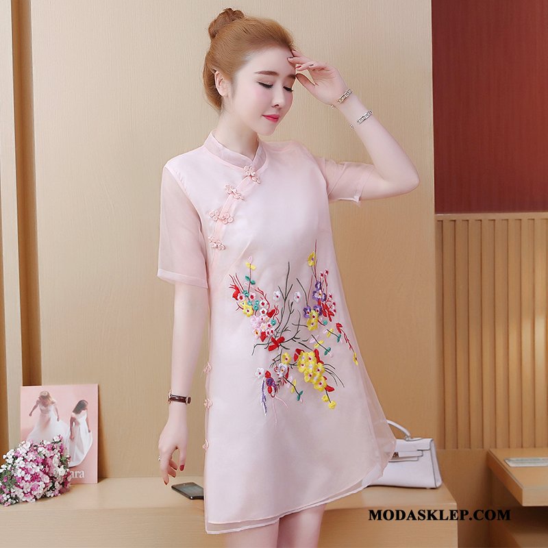 Damskie Sukienka Sprzedam Etniczne Lato Cheongsam Damska Mały Niebieski
