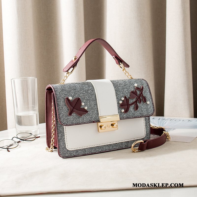 Damskie Torby Na Ramię Oferta Nowy Siatkowe Eleganckie Prosty Torba Na Ramię Szary Czerwony