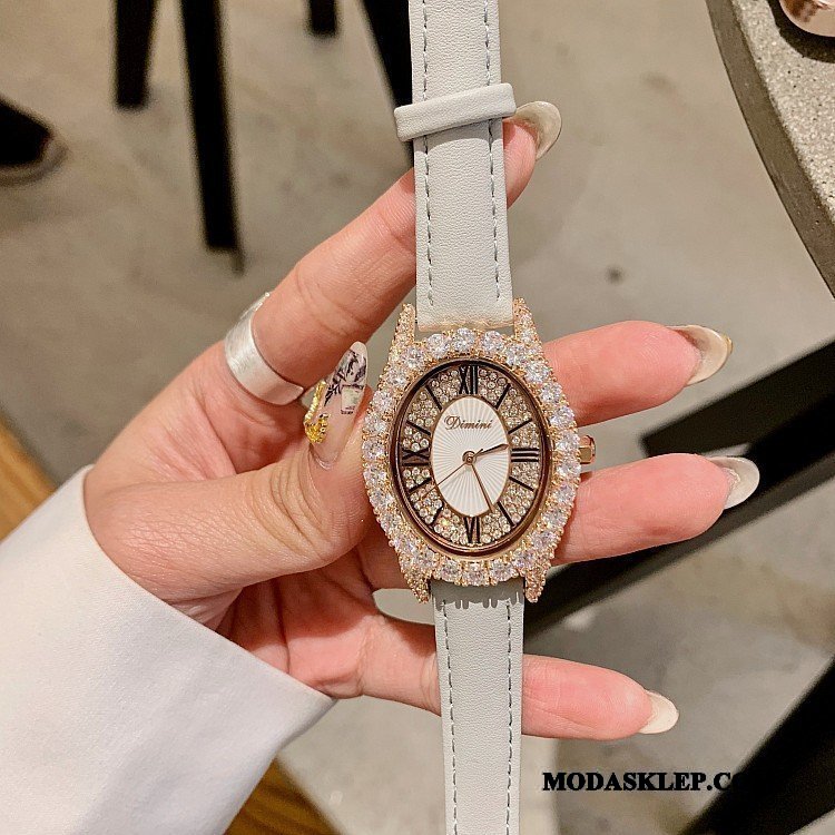 Damskie Zegarek Na Rękę Kup Prawdziwa Skóra Okrągła Moda Damska Róża Beżowy Niebieski Złoty