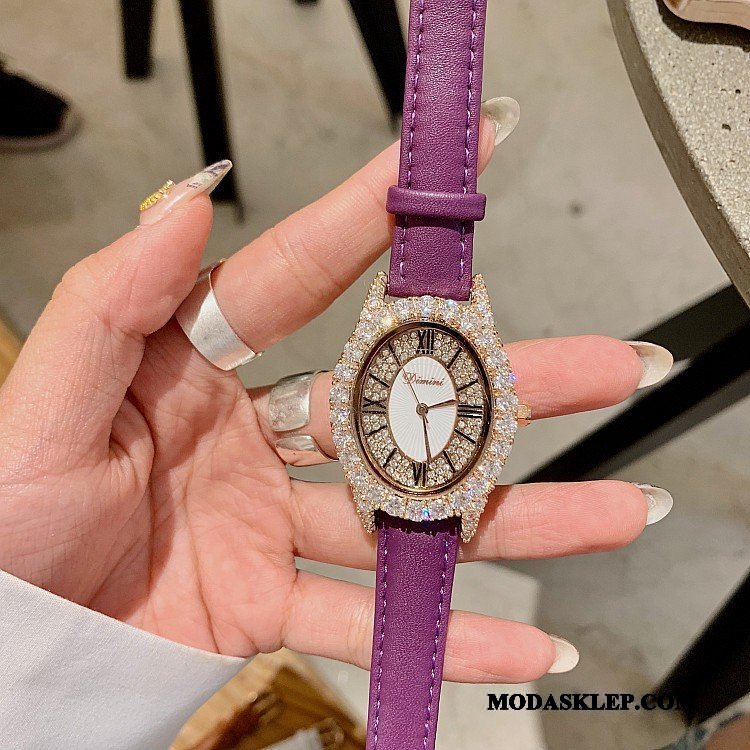 Damskie Zegarek Na Rękę Kup Prawdziwa Skóra Okrągła Moda Damska Róża Beżowy Niebieski Złoty