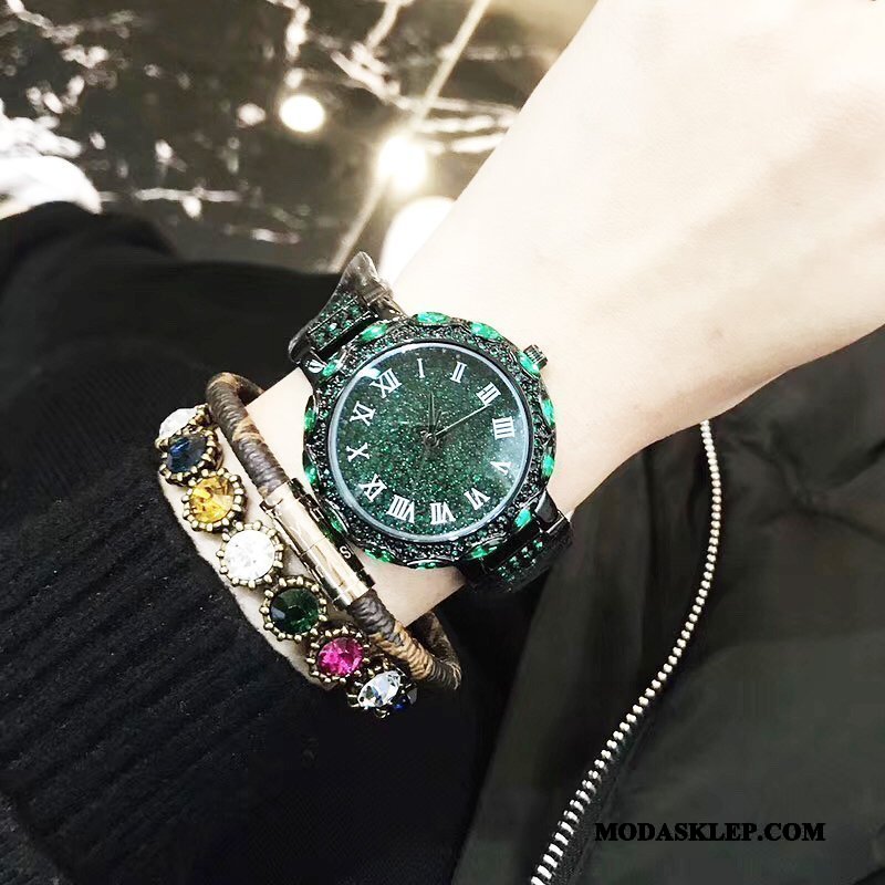 Damskie Zegarek Na Rękę Online Oryginalne Trendy Wielki Rhinestone Damska Złoty
