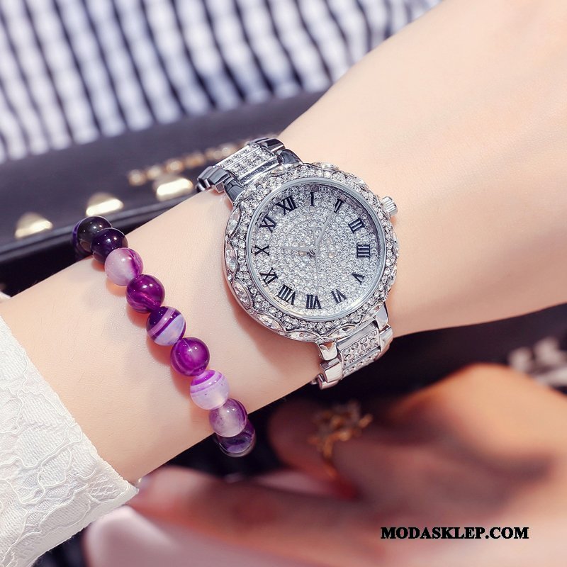 Damskie Zegarek Na Rękę Online Oryginalne Trendy Wielki Rhinestone Damska Złoty
