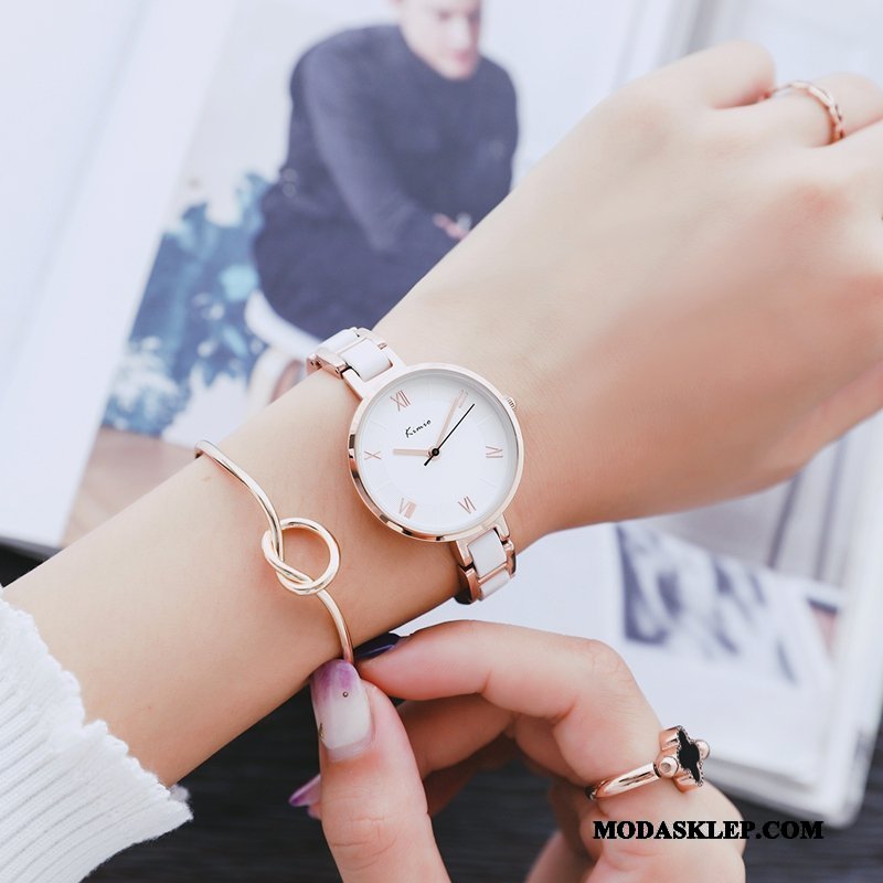 Damskie Zegarek Na Rękę Tanie Trendy Bransoletki Student Moda Eleganckie Beżowy Złoty
