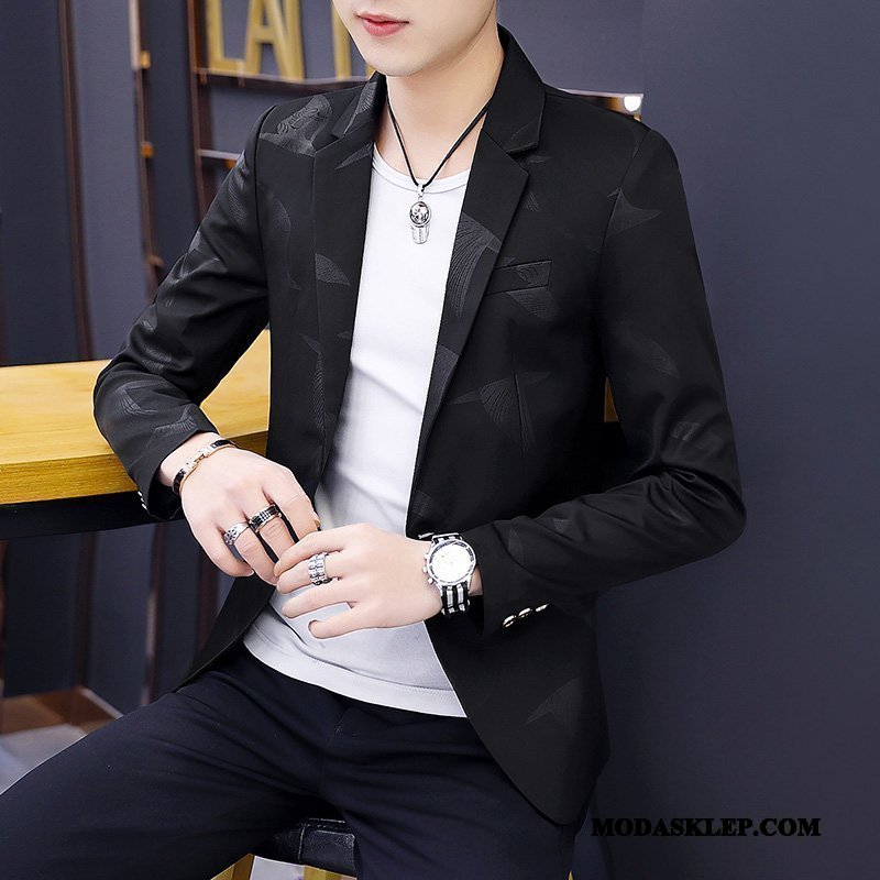 Męskie Blazer Dyskont 2019 Nowy Blezer Tendencja Slim Fit Biały