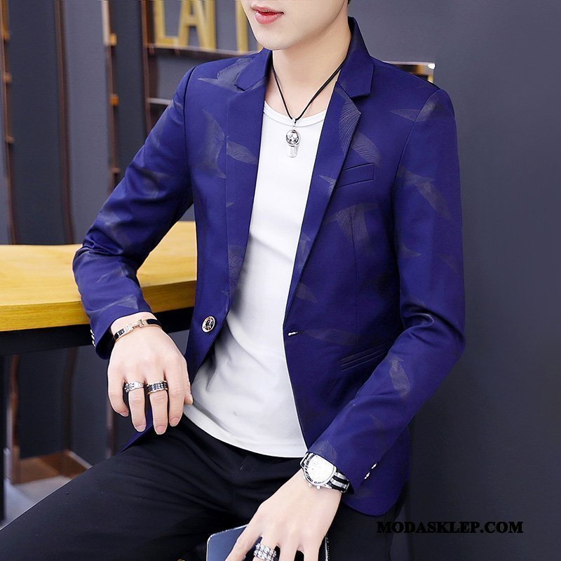 Męskie Blazer Dyskont 2019 Nowy Blezer Tendencja Slim Fit Biały