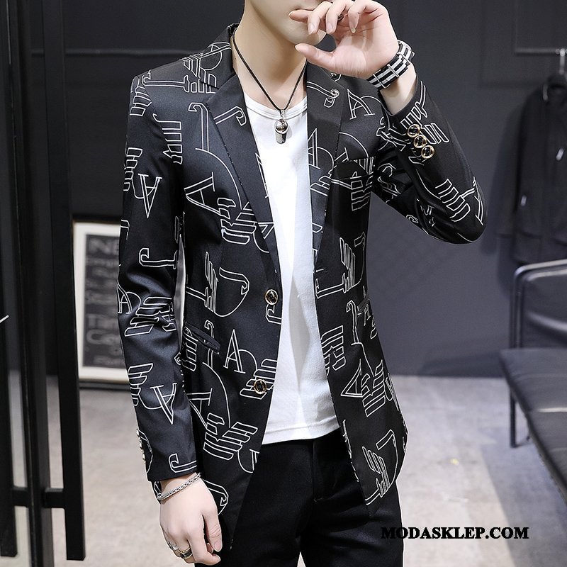 Męskie Blazer Dyskont Piękny Nastolatek Slim Fit Mały Tendencja Biały