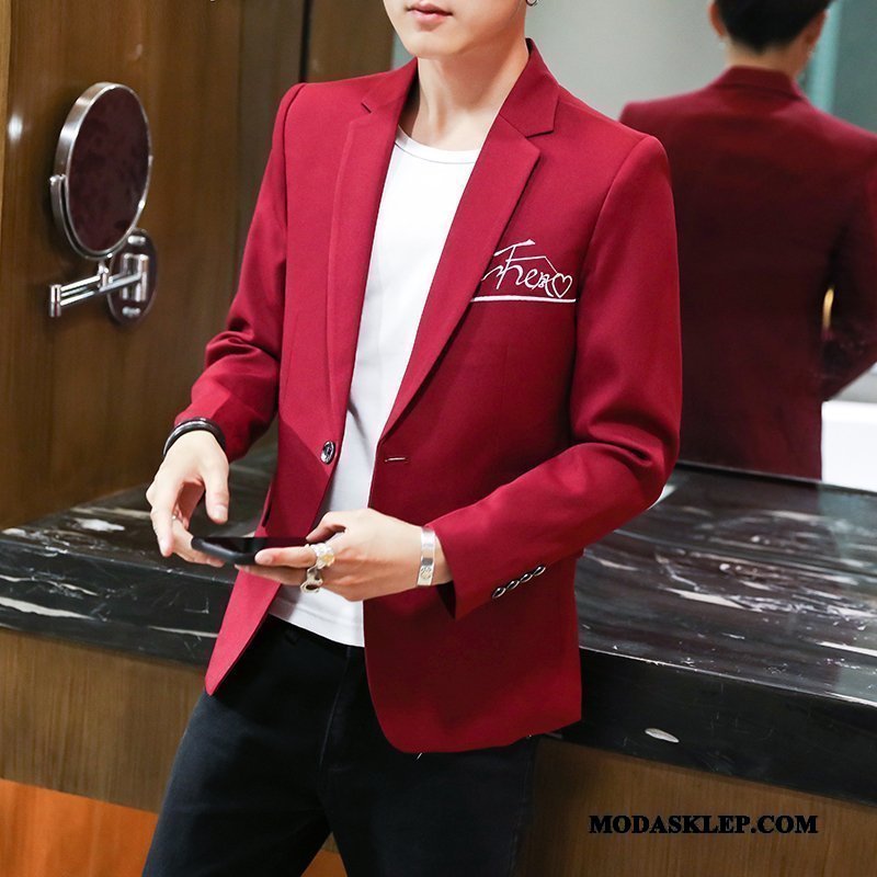 Męskie Blazer Kup Sukienka Slim Fit Męska Jesień Blezer Szary Jasny