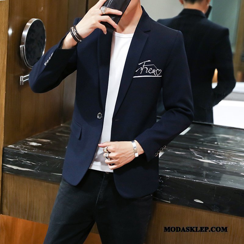 Męskie Blazer Kup Sukienka Slim Fit Męska Jesień Blezer Szary Jasny