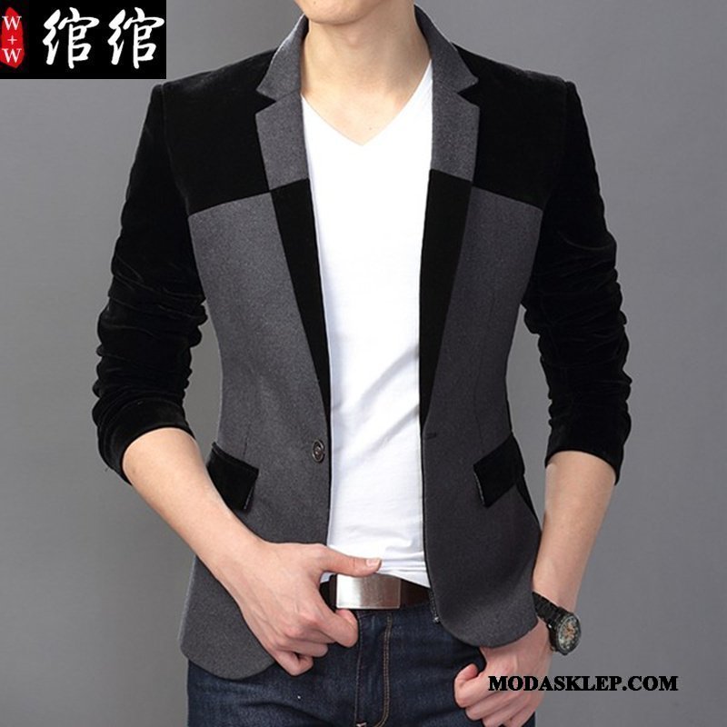 Męskie Blazer Kupię Casual Wełna Garnitur Biznes Slim Fit Mieszane Kolory Czerwony