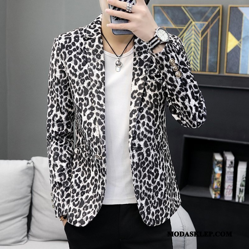 Męskie Blazer Kupię Slim Fit Jesień Tendencja Garnitur Osobowość Brązowy
