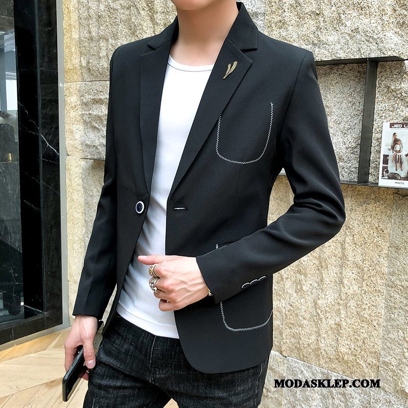 Męskie Blazer Oferta Garnitur Tendencja Casual Blezer Piękny Pomarańczowy