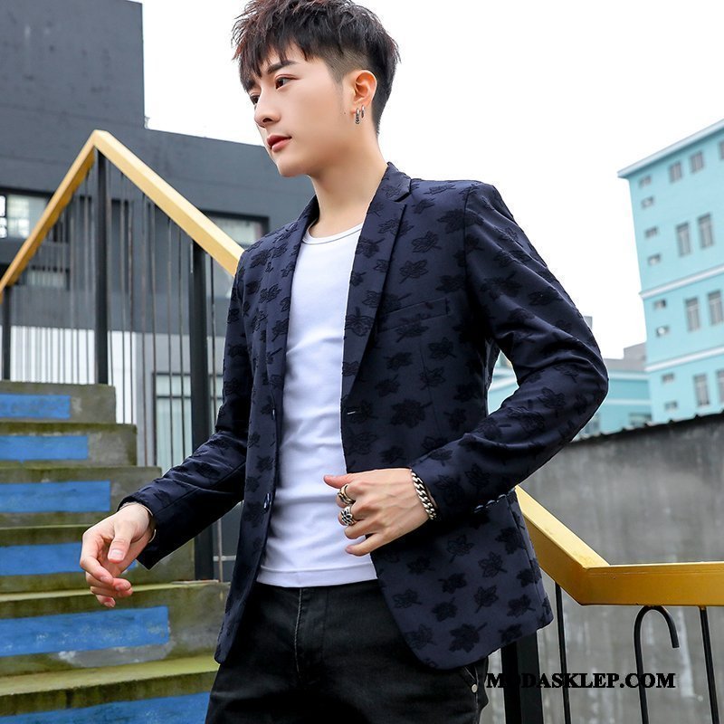 Męskie Blazer Online Tendencja Casual Nowy Slim Fit 2019 Szary