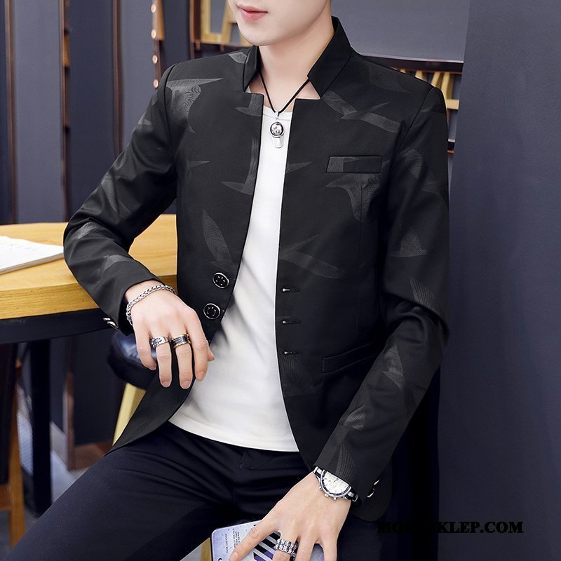 Męskie Blazer Online Ślubna Męska Casual Tendencja Slim Fit Niebieski