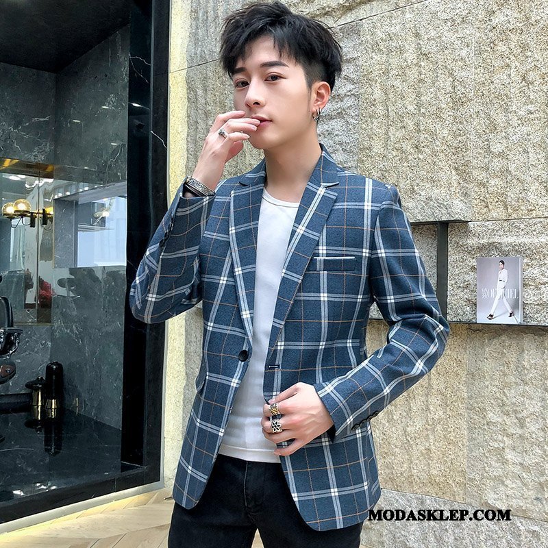 Męskie Blazer Sklep Casual Blezer Męska Tendencja Topy Szary