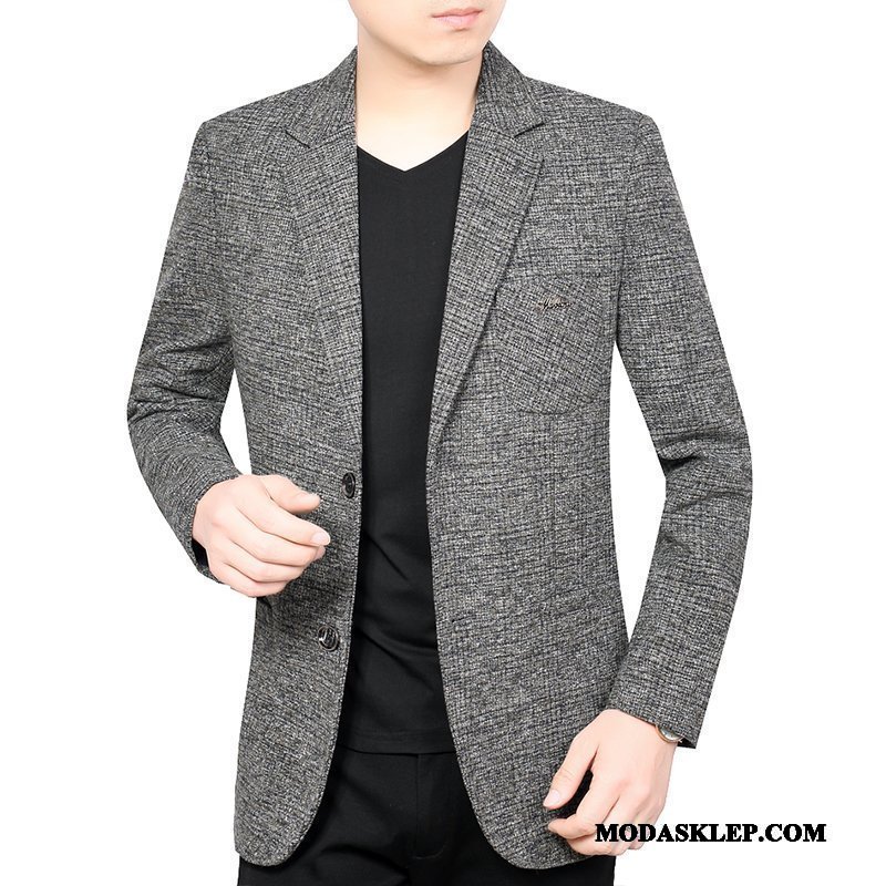 Męskie Blazer Sklep Nowy Slim Fit Męska Marynarka Wiosna Szary