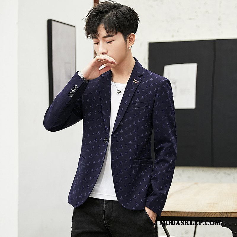 Męskie Blazer Sprzedam Męska Topy Marynarka Slim Fit Nowy Niebieski