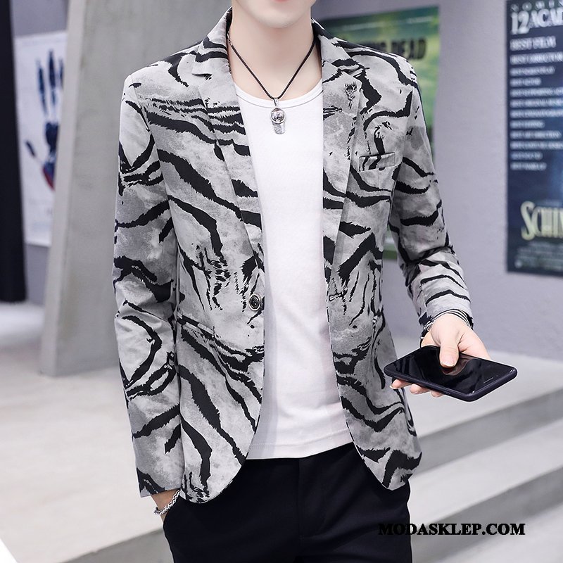 Męskie Blazer Sprzedam Slim Fit Tendencja Płaszcz Topy Nowy Kamuflaż Zielony