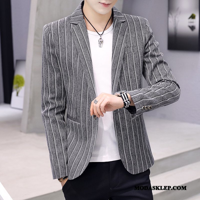 Męskie Blazer Tanie Slim Fit Męska Mały 2019 Garnitur Niebieski