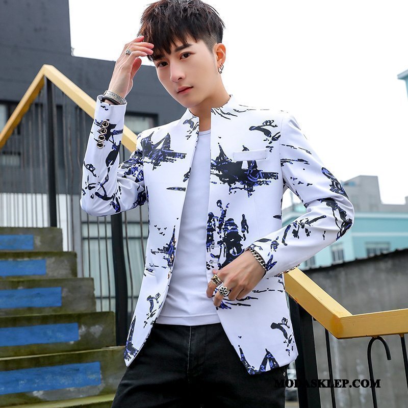 Męskie Blazer Tanie Slim Fit Płaszcz Topy Casual Piękny Fioletowy